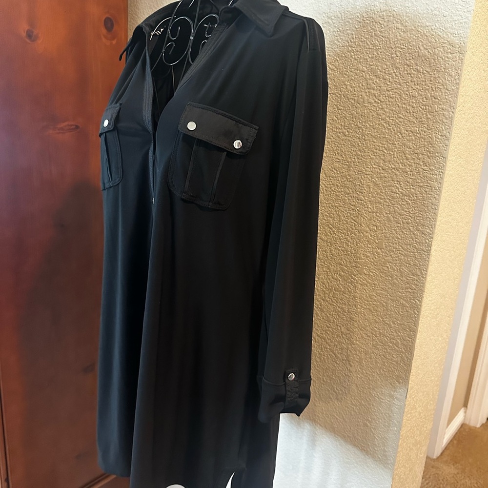 Black Button-Up Stretchy Blouse